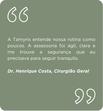 Depoimento de cliente satisfeito destacando a qualidade da assessoria jurídica.